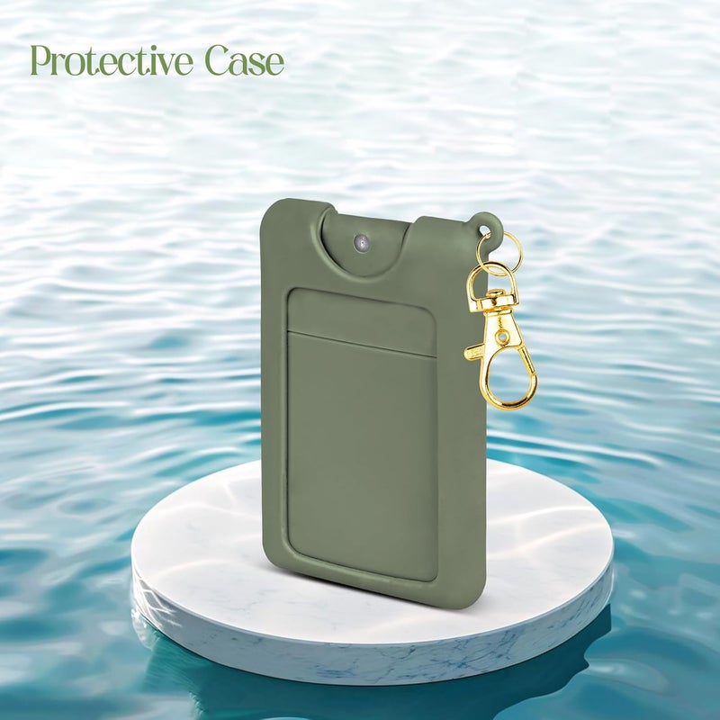 VANEST Silicone Case Compatible with Noshinku Pocket Hand Sanitizer, Protective Case with Keychain for Refillable Travel Size, Hand Sanitizer Spray Accessory (Dark Green) - Image 3